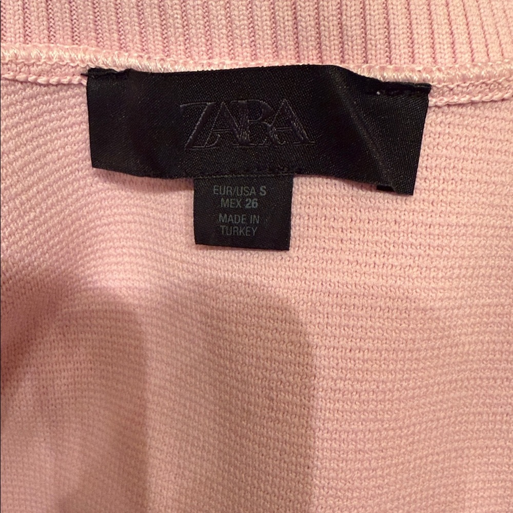 Zara Pink Floral Textured Knit Top Cardigan - Picture 5 of 6